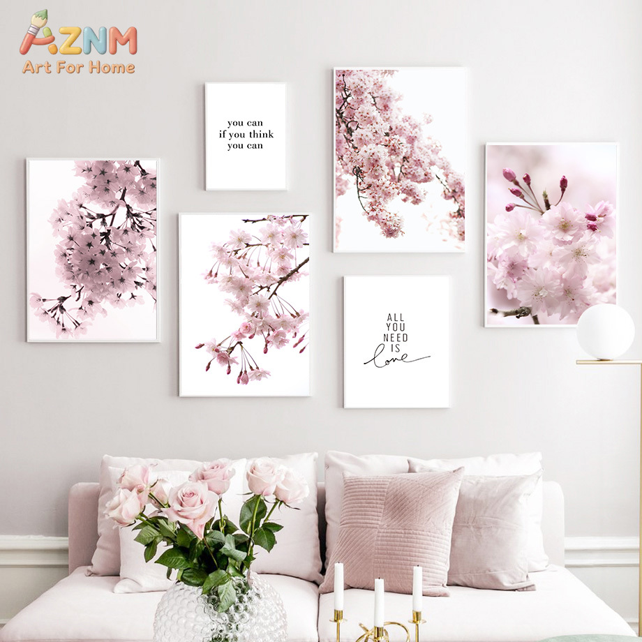 AZNM Pink Cherry Blossom Canva - Photography Quotes ulasan dan harga