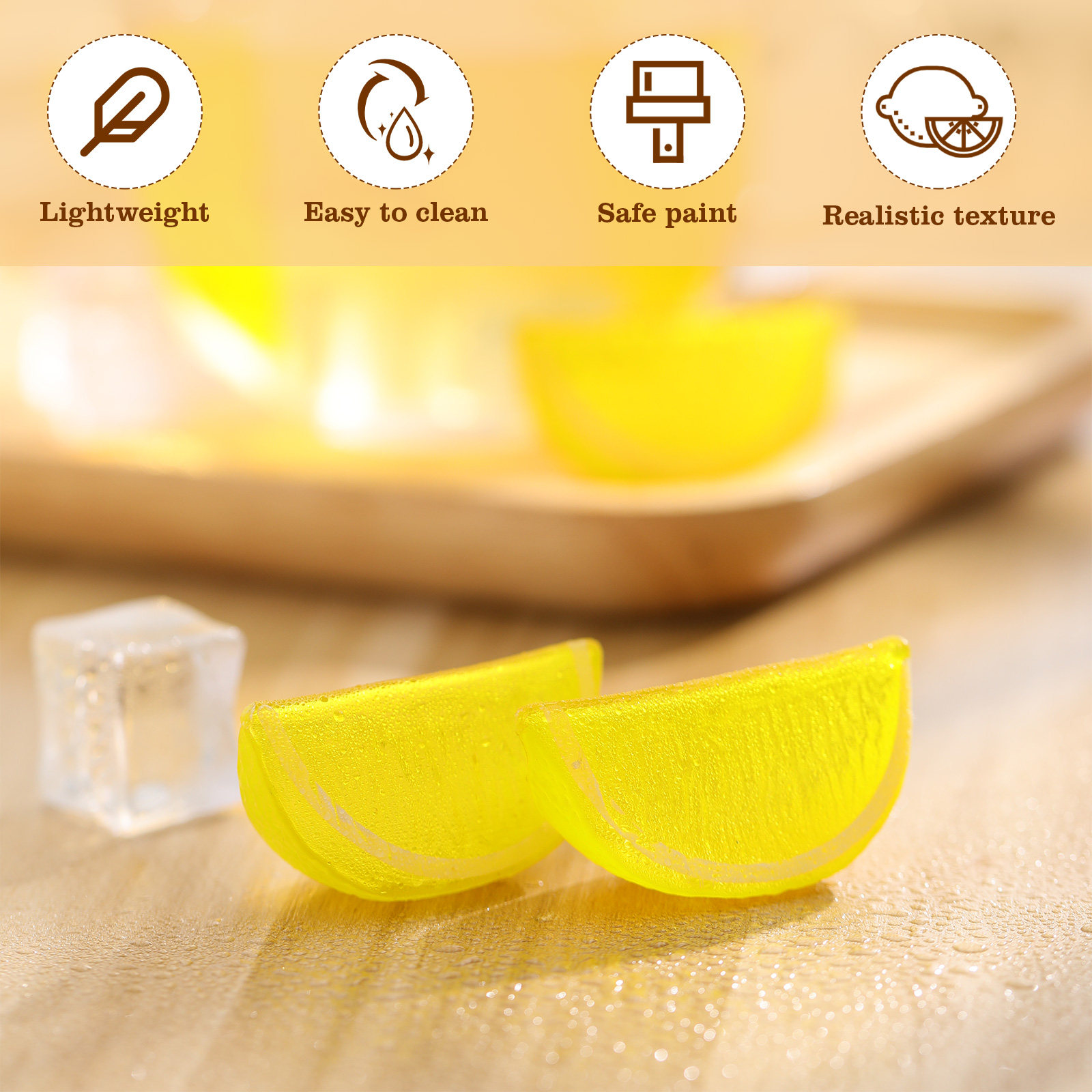 10Pcs Simulated Lemon Blocks P - Photography Yellow ulasan dan harga