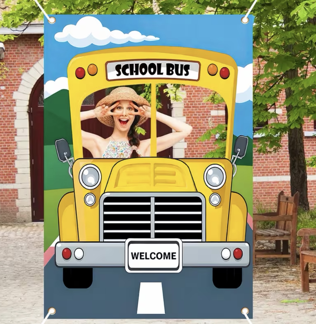 Yellow School Bus Selfie Frame - Photography Yellow ulasan dan harga