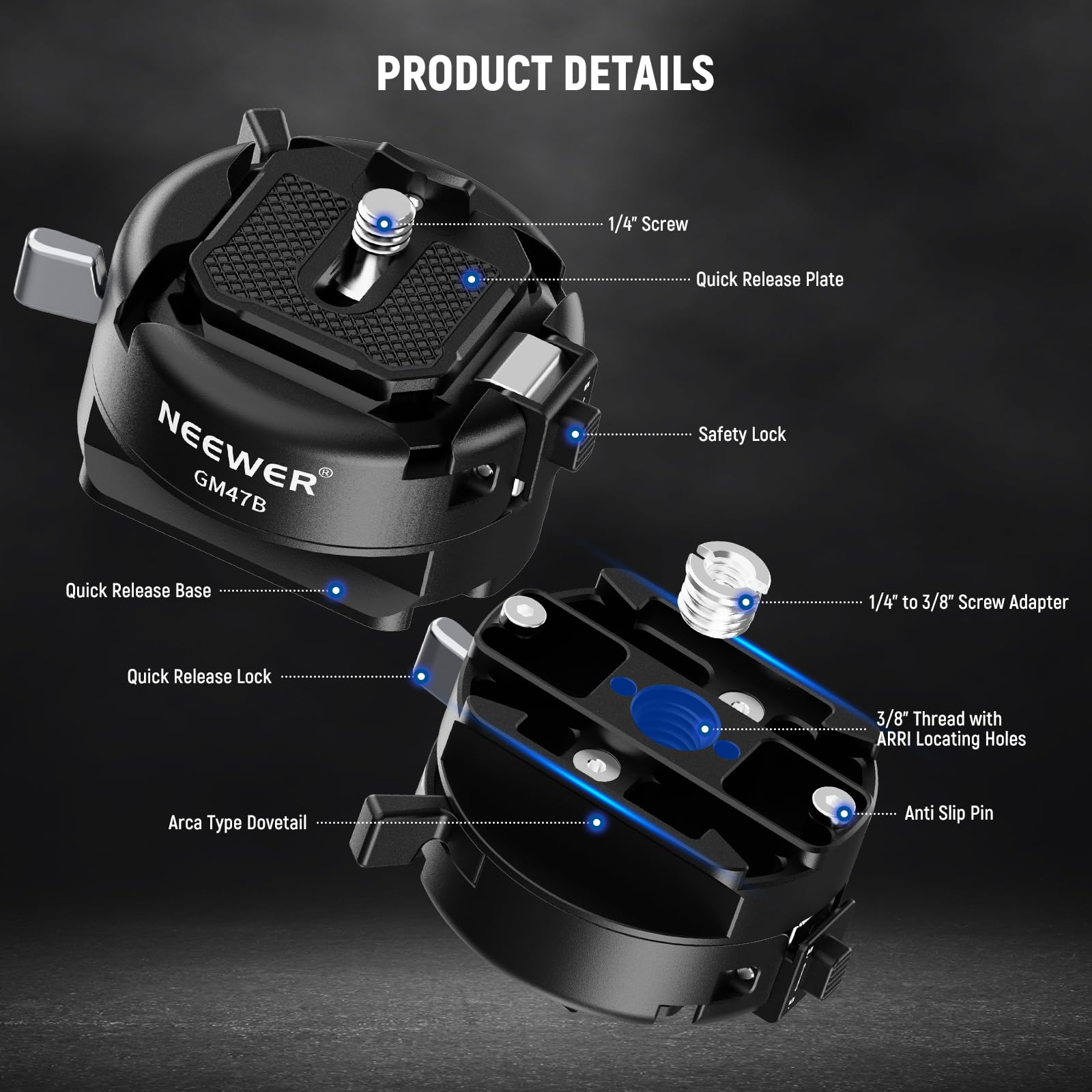 Neewer GM47 Quick Release Plat - Peak Design Clip ulasan dan harga