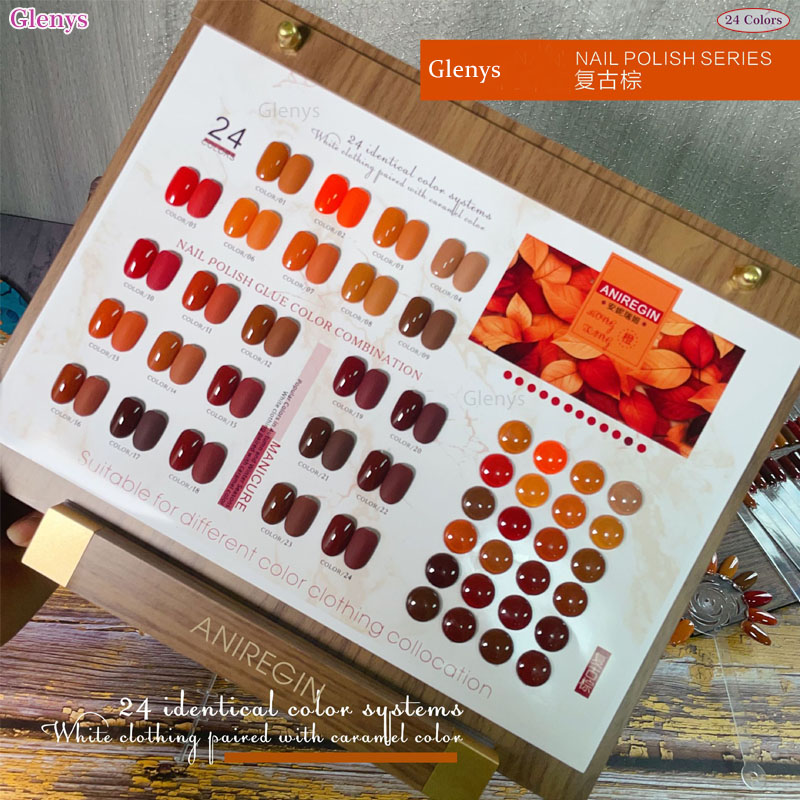 Vintage Brown 24 Color Nail Po - Color Checker Card ulasan dan harga